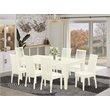 Pemberly Row 9-piece Dining Set with Fabric Seat in Linen White