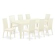 Pemberly Row 9-piece Dining Set with Fabric Seat in Linen White