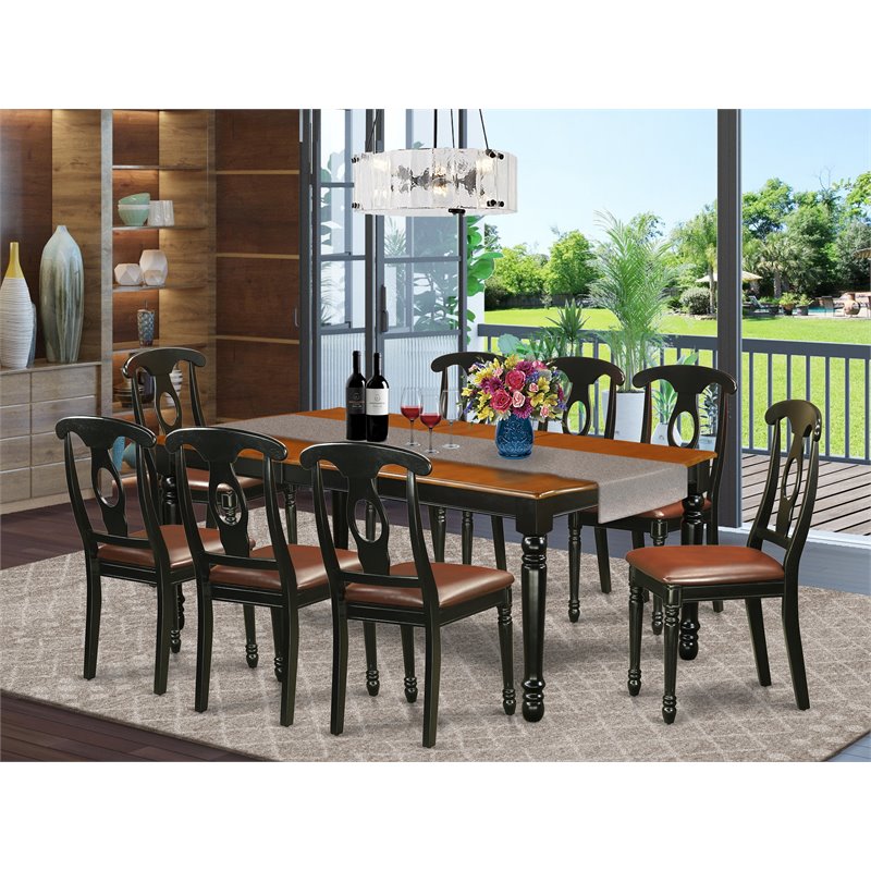 Pemberly Row 9-piece Wood Dining Room Set in Black/Cherry