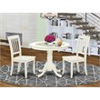 Pemberly Row Antique 3-piece Dining Set w/ Slatted Chairs in Linen White