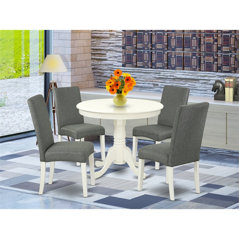 Pemberly Row Antique 5-piece Wood Dining Set in Linen White/Gray