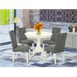 Pemberly Row Antique 5-piece Wood Dining Set in Linen White/Gray