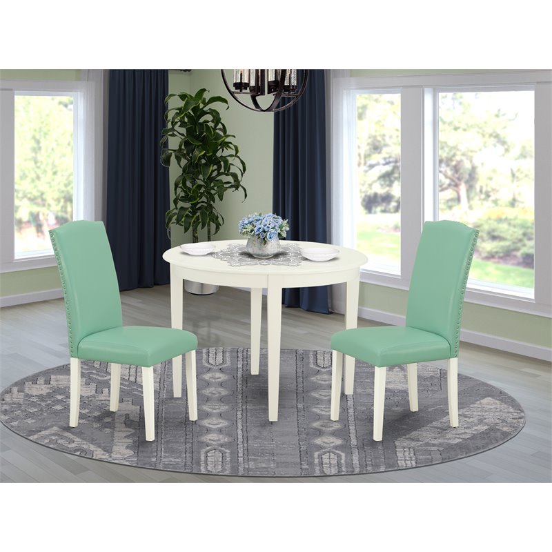 Pemberly Row 3-piece Wood Dining Set in Linen White/Pond
