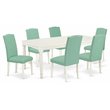 Pemberly Row 7-piece Wood Dining Set in Linen White/Pond