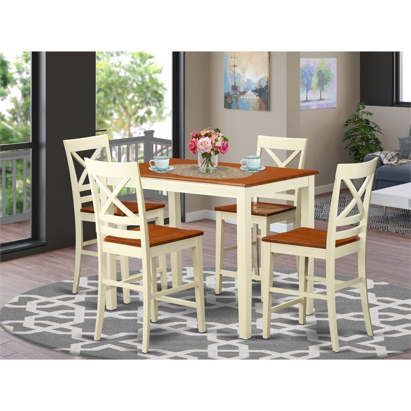 Pemberly Row 5-piece Wood Dining Room Set in Buttermilk/Cherry