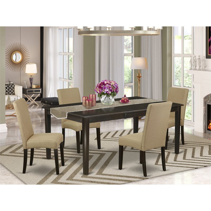 Pemberly Row 5-piece Wood Dining Set in Cappuccino/Brown