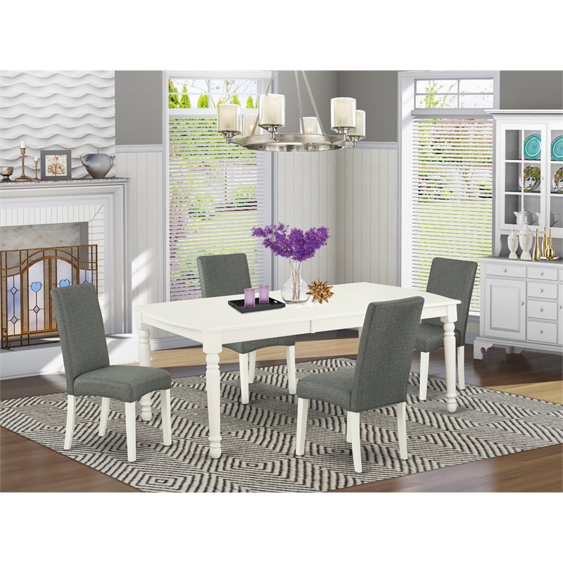 Pemberly Row 5-piece Wood Dining Set in Linen White/Gray