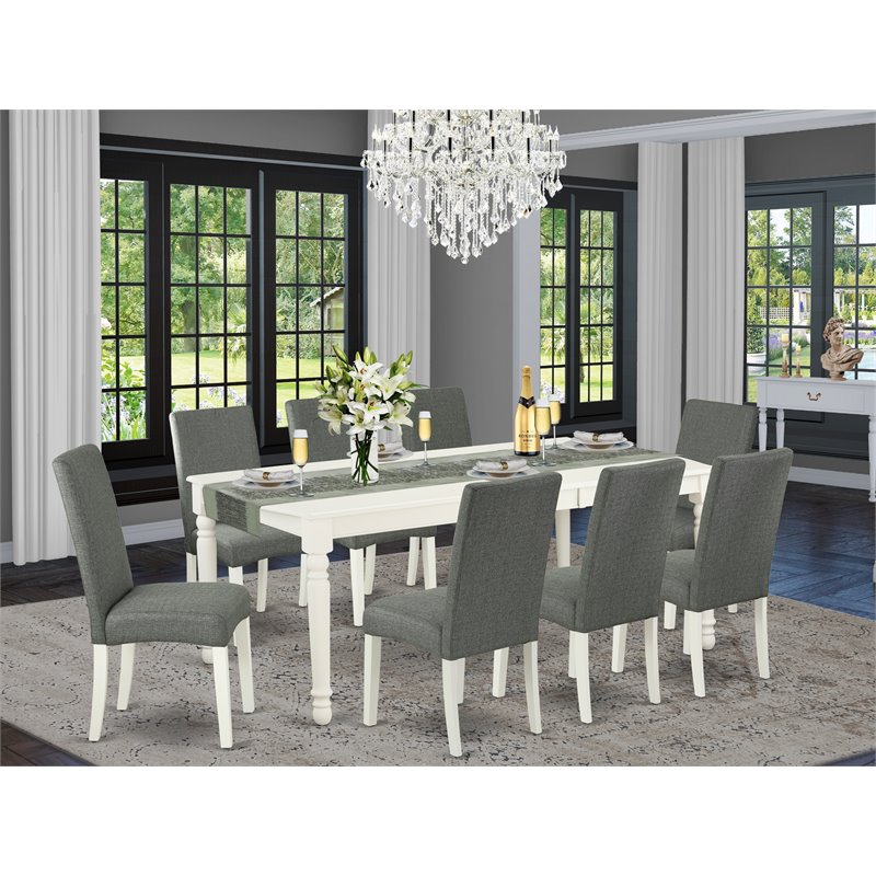 Pemberly Row 9-piece Wood Dining Set in Linen White/Gray