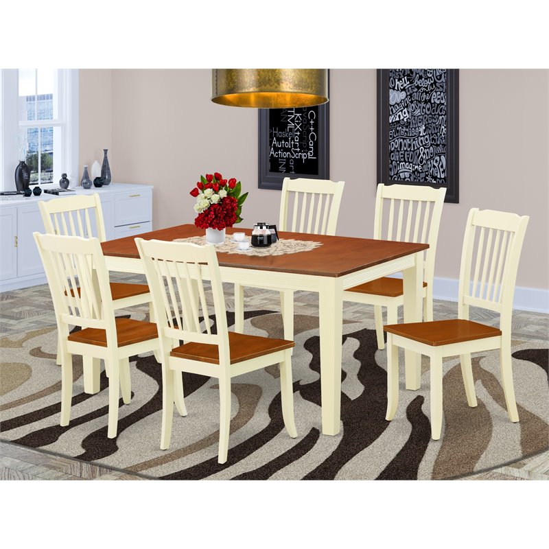 Pemberly Row 7-piece Wood Dining Table and Chair Set in Cherry