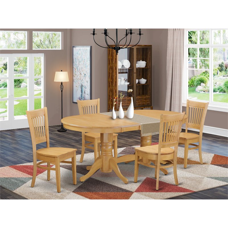 Pemberly Row 5-piece Wood Table and Dining Chair Set in Oak