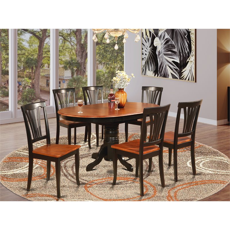 Pemberly Row 7-piece Wood Dining Room Set in Black/Cherry