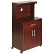Pemberly Row Modern Kitchen Wooden Microwave Cart in Mahogany
