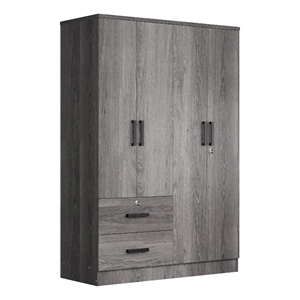 Pemberly Row 4 Doors & 2 Drawers Modern Engineered Wood Armoire in Gray