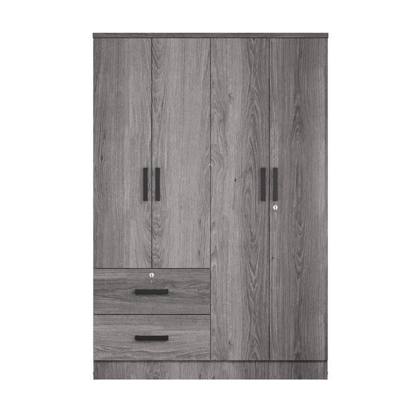 Pemberly Row 4 Doors & 2 Drawers Modern Engineered Wood Armoire in Gray