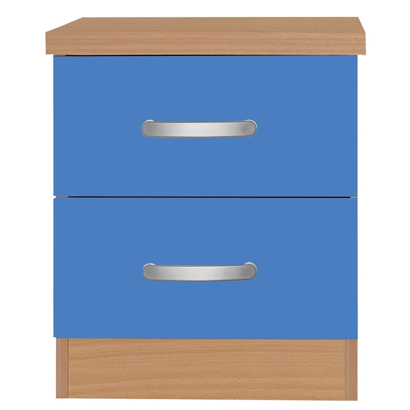 Pemberly Row Contemporary Faux Wood 2 Drawer Nightstand in Blue