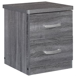 Pemberly Row Contemporary Faux Wood 2 Drawer Nightstand in Gray