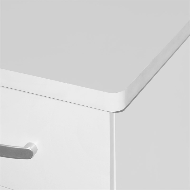 Pemberly Row Contemporary Faux Wood 2 Drawer Nightstand in White