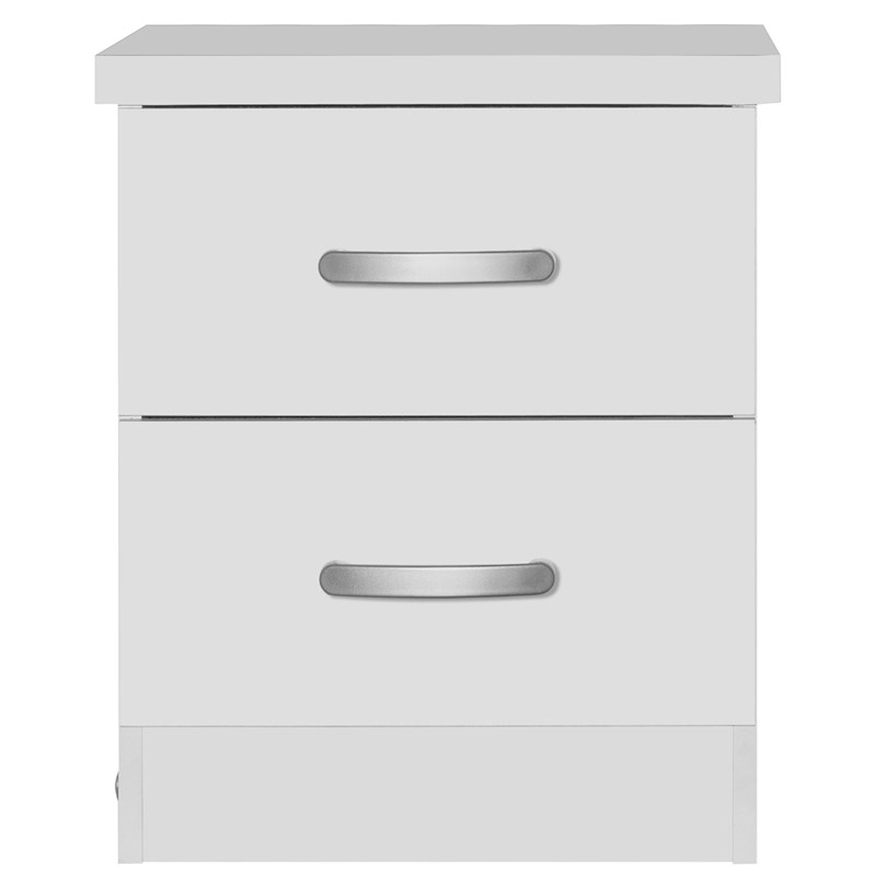 Pemberly Row Contemporary Faux Wood 2 Drawer Nightstand in White