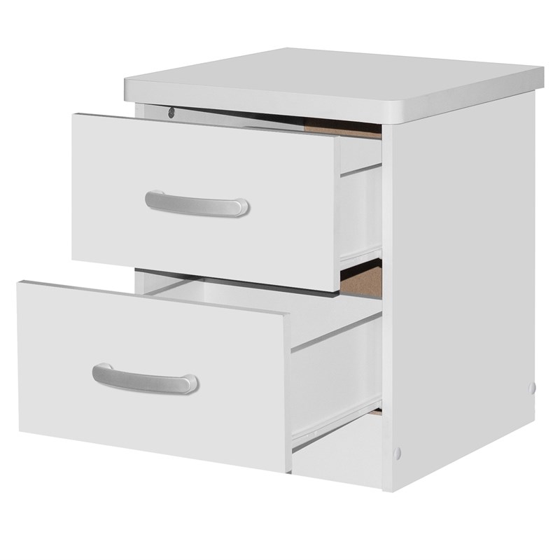 Pemberly Row Contemporary Faux Wood 2 Drawer Nightstand in White