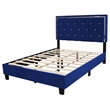 Pemberly Row Modern Velvet Upholstered Queen Platform Bed in Blue