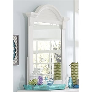 Pemberly Row Contemporary Wood Small Mirror in White