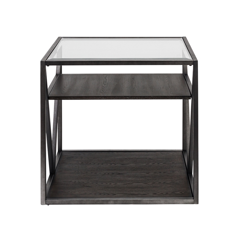 Pemberly Row Industrial Wood End Table in Gray
