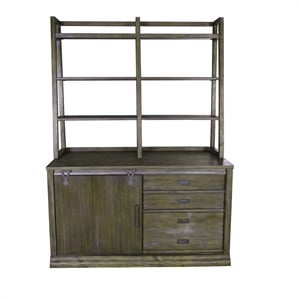 Pemberly Row Mid-Century Executive Credenza in Brown
