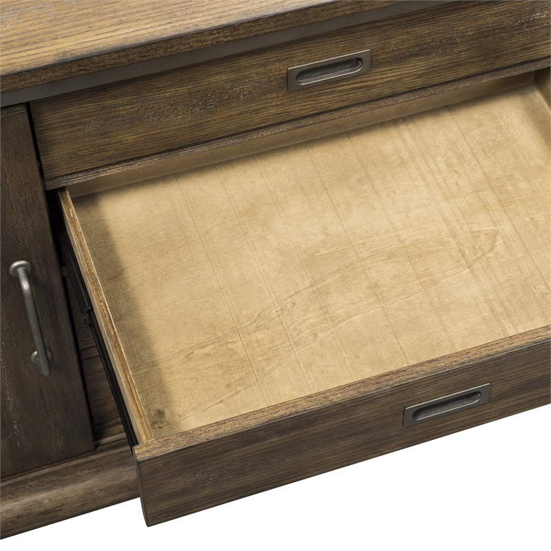 Pemberly Row Mid-Century Executive Credenza in Brown
