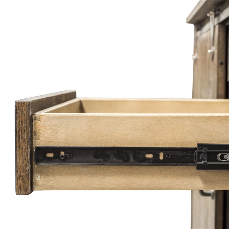 Pemberly Row Mid-Century Executive Credenza in Brown