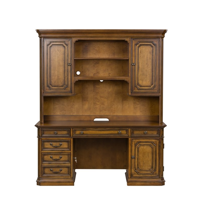Pemberly Row Traditional Wood Credenza in Brown