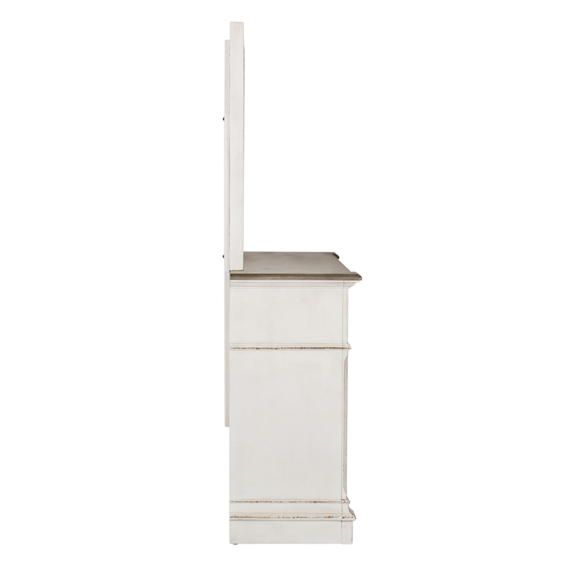 Pemberly Row 7-Drawer Traditional Wood Dresser & Mirror in White