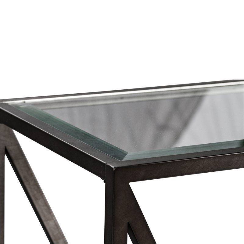 Pemberly Row Industrial Rectangular Cocktail Table in Gray
