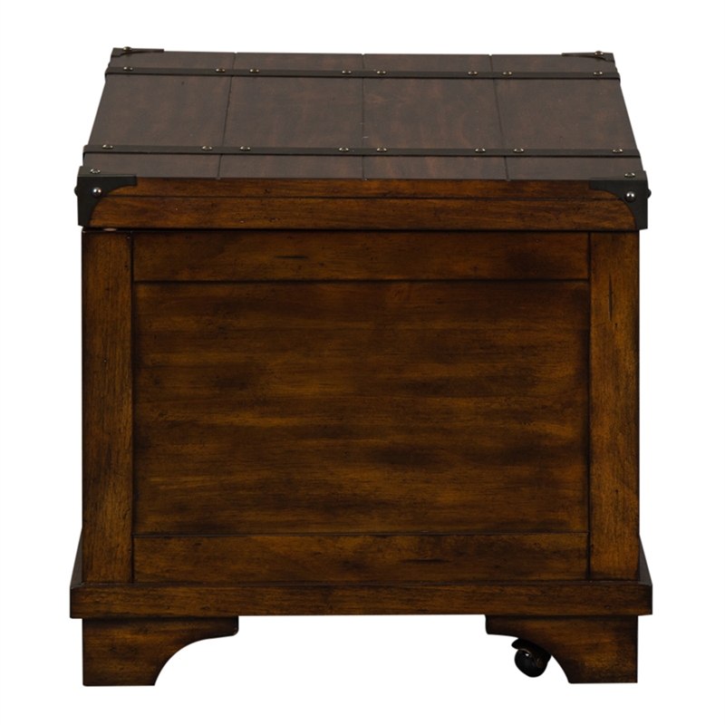 Pemberly Row Rustic Wood Storage Trunk in Brown