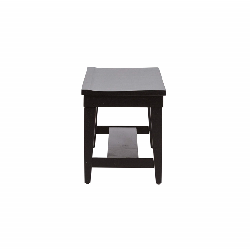 Pemberly Row Contemporary Wood Dining Bench in Rustic Black
