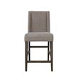 Pemberly Row Farmhouse Wood/Linen Fabric Counter Chair in Brown/Gray