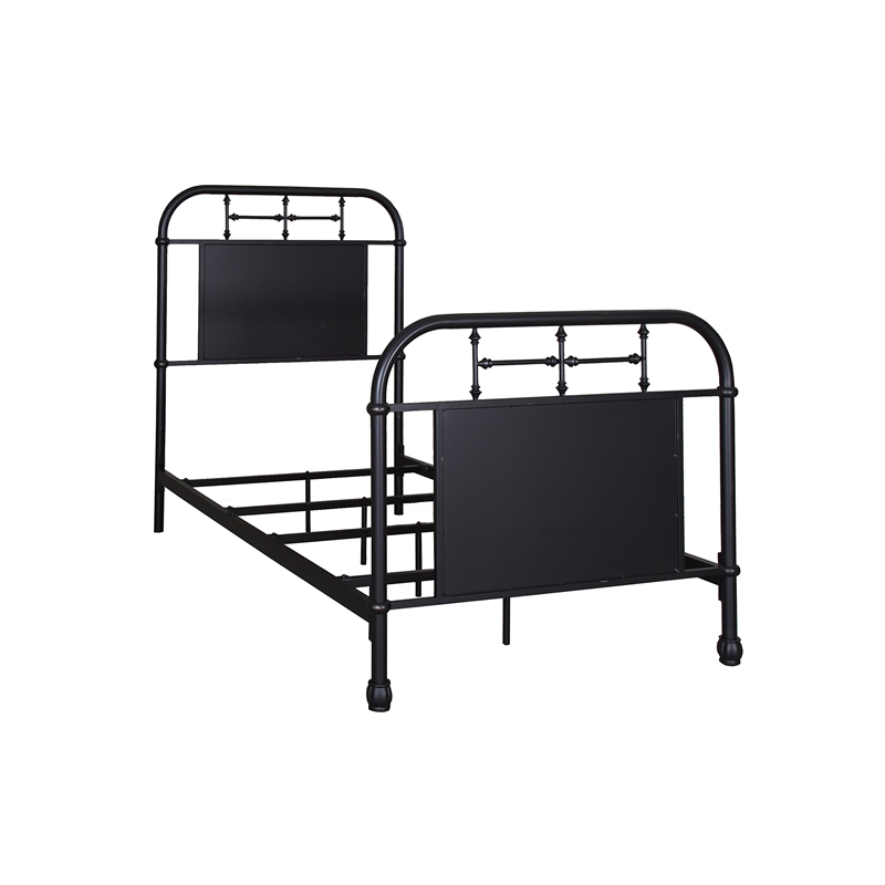 Pemberly Row Industrial Vintage Full Metal Bed in Black