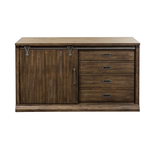 Pemberly Row Mid-Century Wood Computer Credenza in Brown