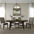 Pemberly Row Transitional Wood 5 Piece Trestle Table Set in Brown
