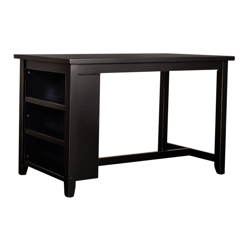 Pemberly Row Modern Wood Black 5 Piece Counter Set in Black
