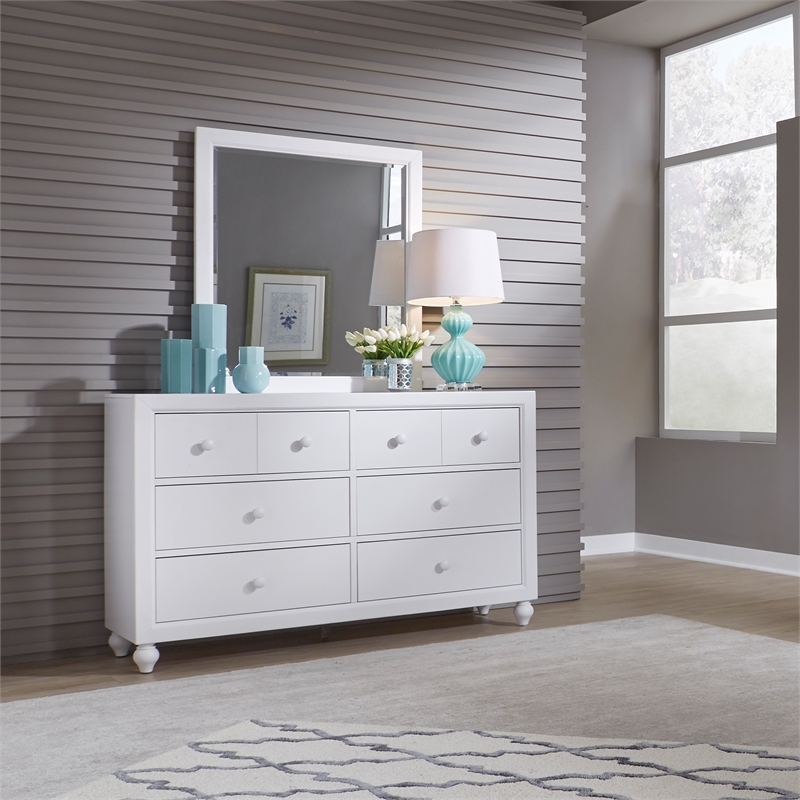 Pemberly Row Mid-Century Wood Mirror in White