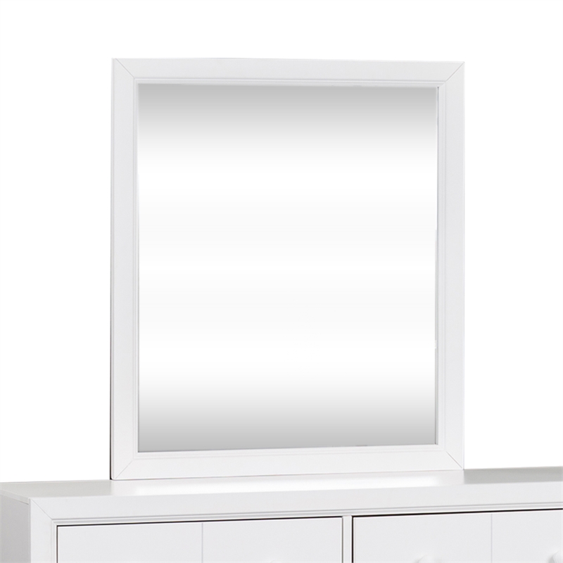 Pemberly Row Mid-Century Wood Mirror in White