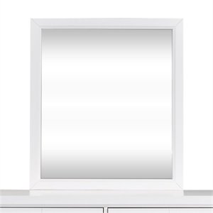 Pemberly Row Mid-Century Wood Mirror in White