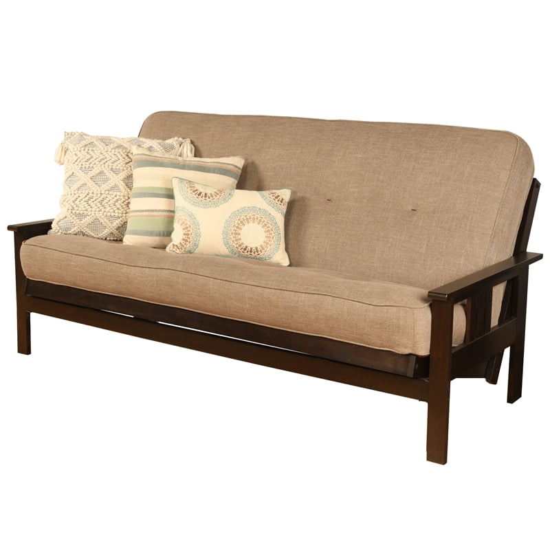 Pemberly Row Foam Full Futon Mattress with Beige Fabric Cover-Frame Not Included