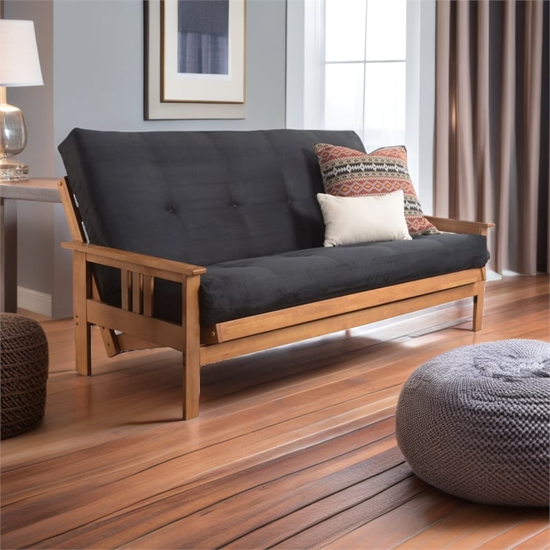 Pemberley Row Cotton Foam Suede Black Futon Mattress Full-Size 75