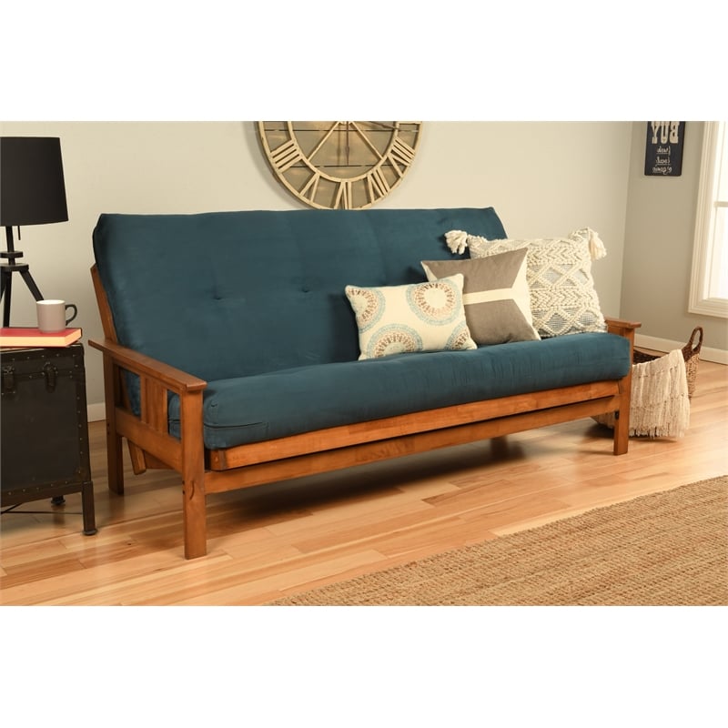 Pemberley Row Cotton Foam Suede Navy Futon Mattress Full Size 75