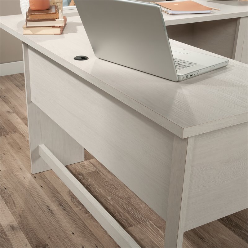 Pemberly Row Engineered Wood L-Shaped Home Office Desk in Glacier Oak