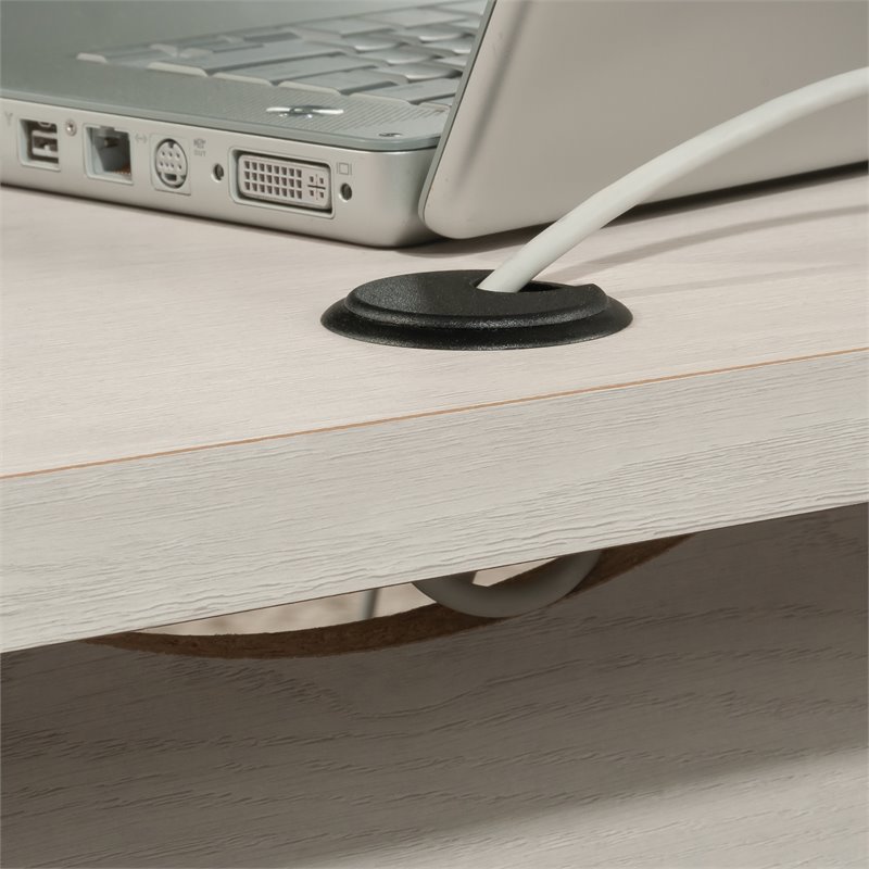 Pemberly Row Engineered Wood L-Shaped Home Office Desk in Glacier Oak