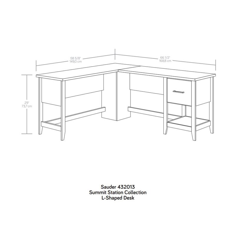Pemberly Row Engineered Wood L-Shaped Home Office Desk in Glacier Oak
