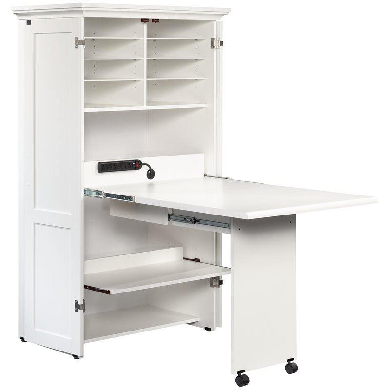 Pemberley Row Engineered Wood Glacier White Armoire Rectangular Adjustable Shelves 61.58
