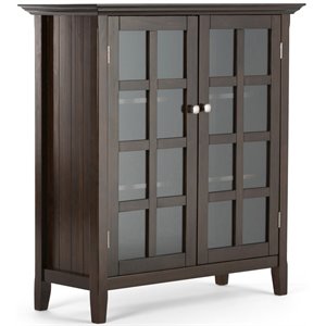 Pemberly Row Wood 39&quot Transitional Medium Cabinet in Brunette Brown